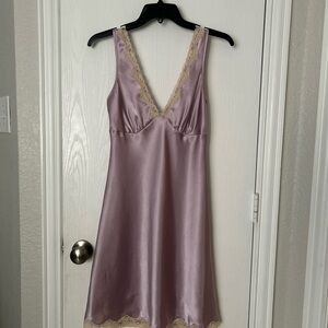 VS Satin Purple Lace Trim Chemise